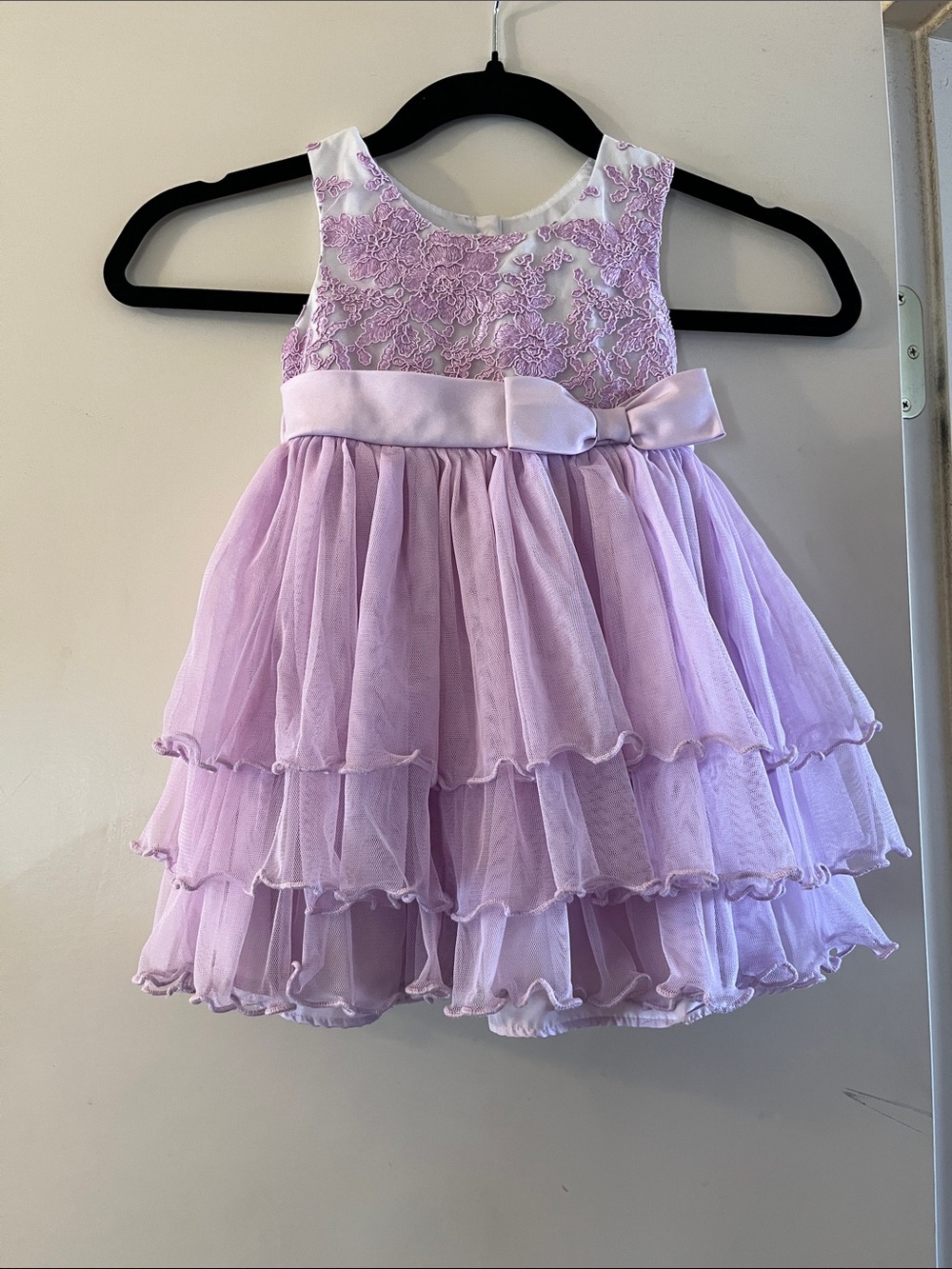 Jona Michelle Lavender Lace Bodice Tiered Tulle Dress
